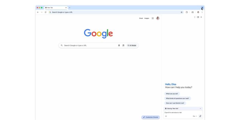gemini in chrome gets side panel ui