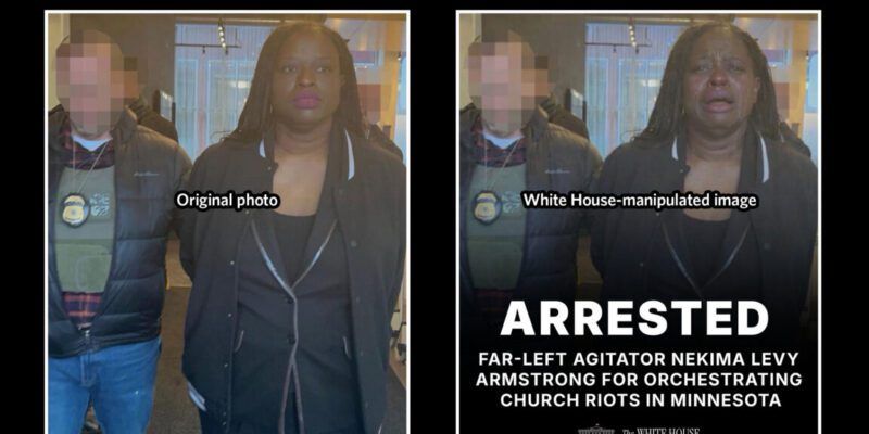White House alters arrest photo of ICE protester, says "the memes will continue" 2 white house alters arrest photo of ice