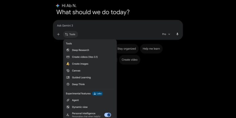 Gemini app Tools menu adds ‘Labs’ section, Personal Intelligence toggle 10 gemini app tools menu adds labs section