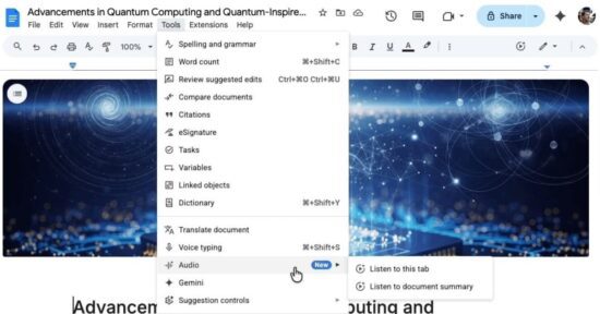 google docs rolling out gemini-powered audio summaries