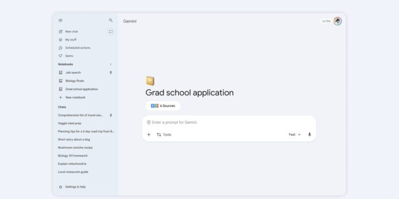 Notebooks are now available for free Gemini app users 10 notebooks are now available for free gemini