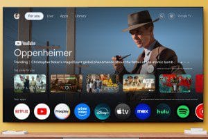 Sony’s Bravia 8 II mounted onto a wall on top of a media center.