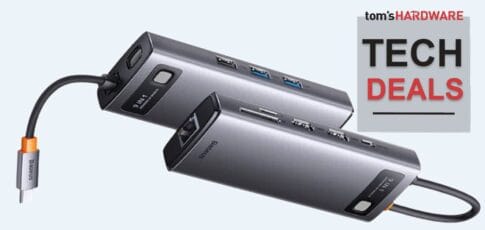 This Baseus laptop hub is 38% off, great for a standing desk or secondary workstation – versatile 9-in-1, dual-HDMI, 100W PD passthrough port expander is a mere $39