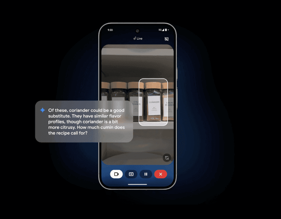 A screenshot of Gemini Live’s visual cue