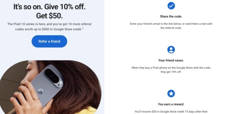 pixel 10 referral program offers 10 off