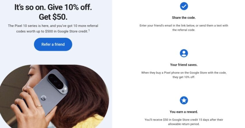pixel 10 referral program offers 10 off