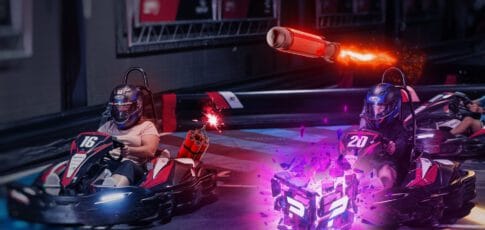 battling for the lead at an irl