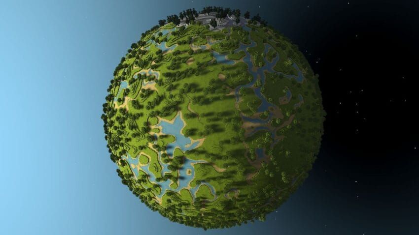 planetary minecraft-inspired demo uses a spherical planet
