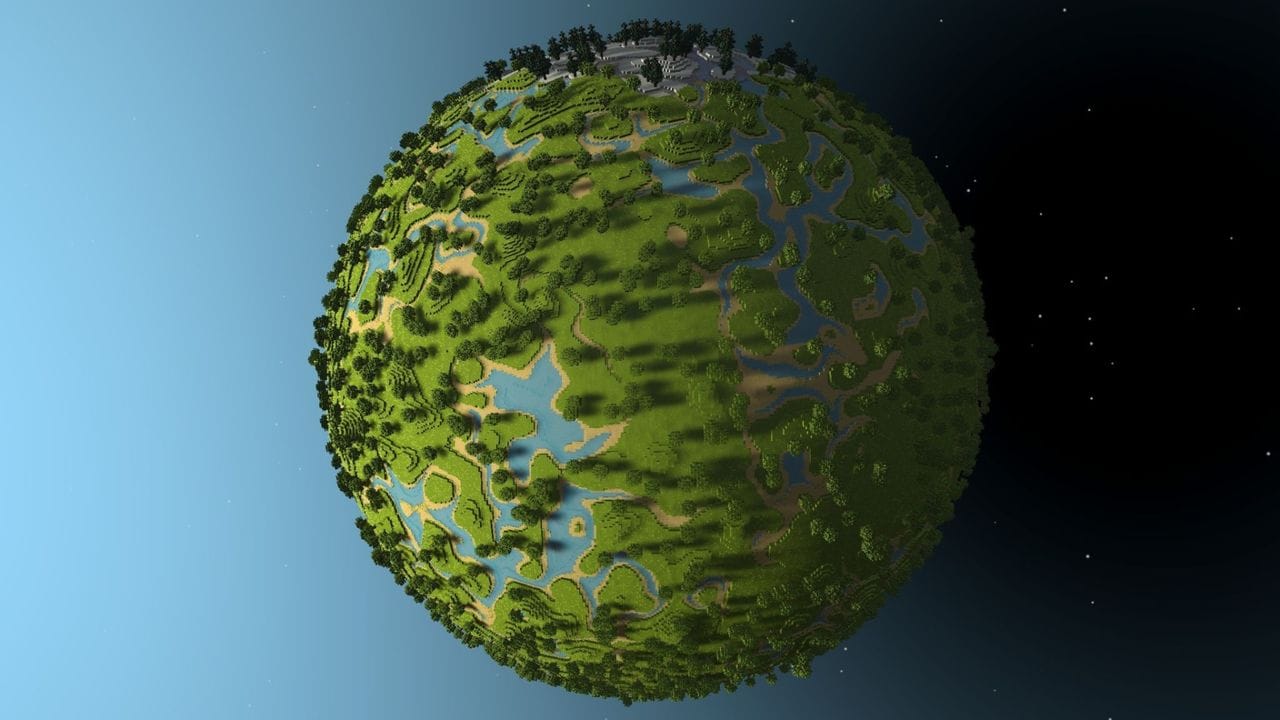 planetary minecraft-inspired demo uses a spherical planet