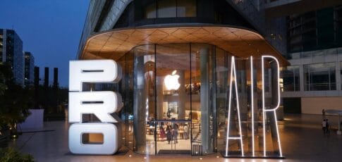 apple celebrating new iphone launch with stunning