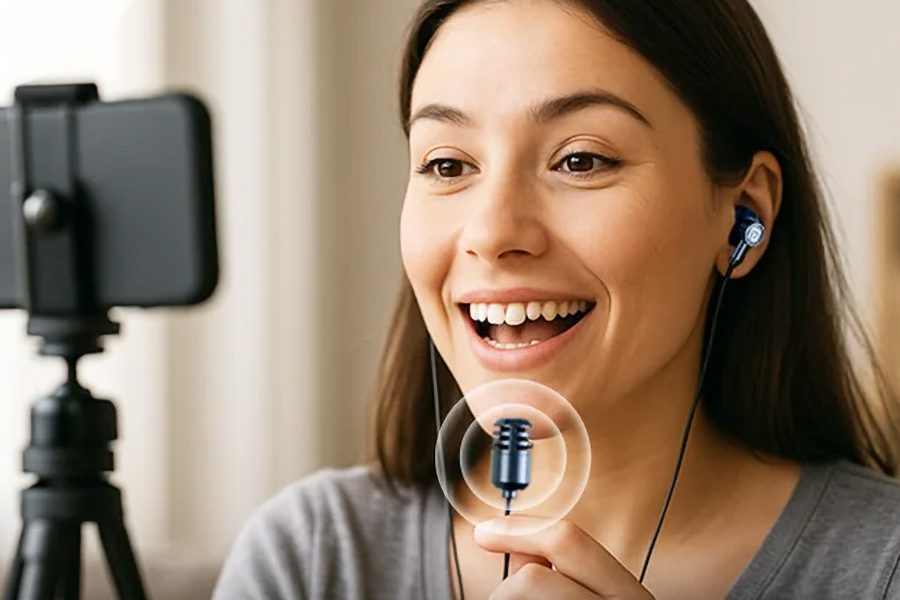 these earbuds include a tiny wired microphone