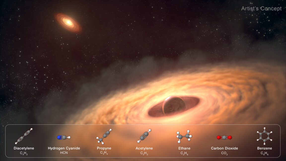 researchers find a carbon-rich moon-forming disk around