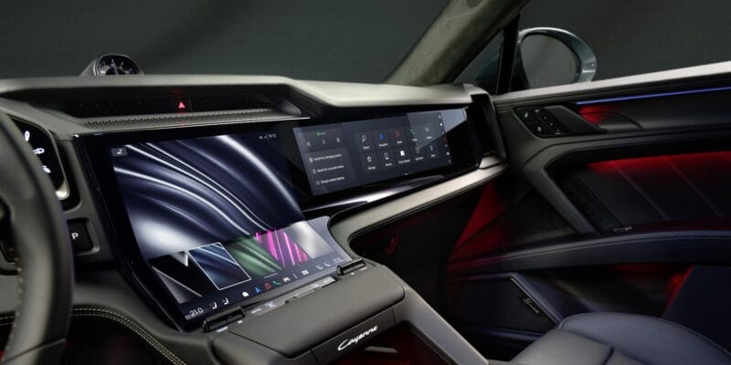 Porsche’s electric Cayenne has so much screen they had to bend it 18 porsche s electric cayenne has so much
