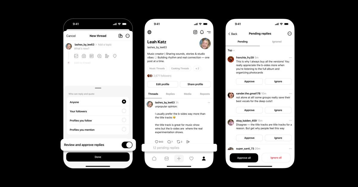 threads adding reply approvals to combat online