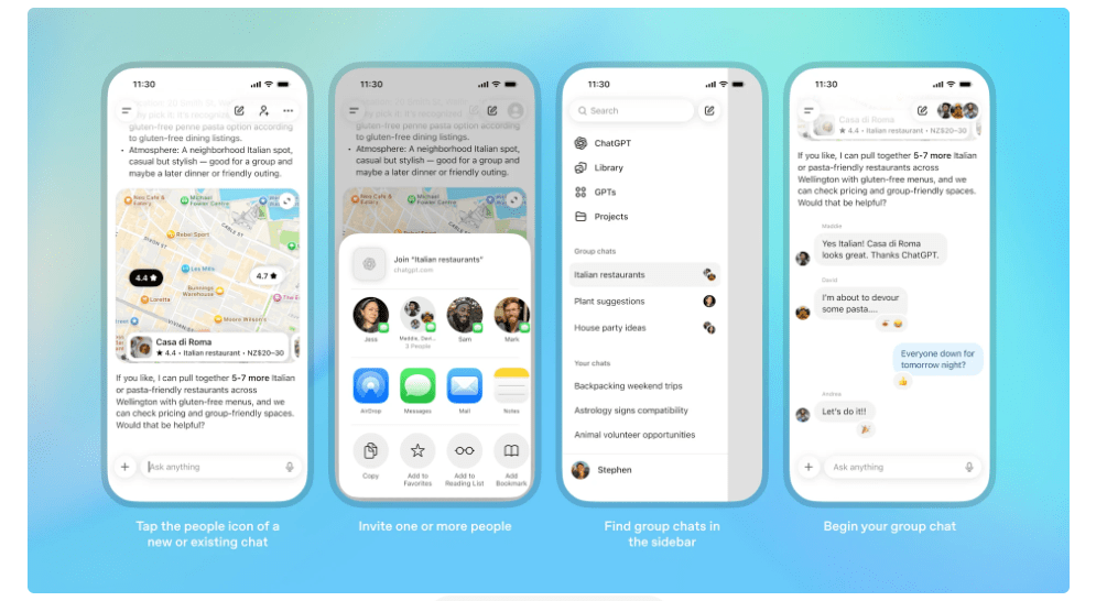 chatgpt launches pilot group chats across japan