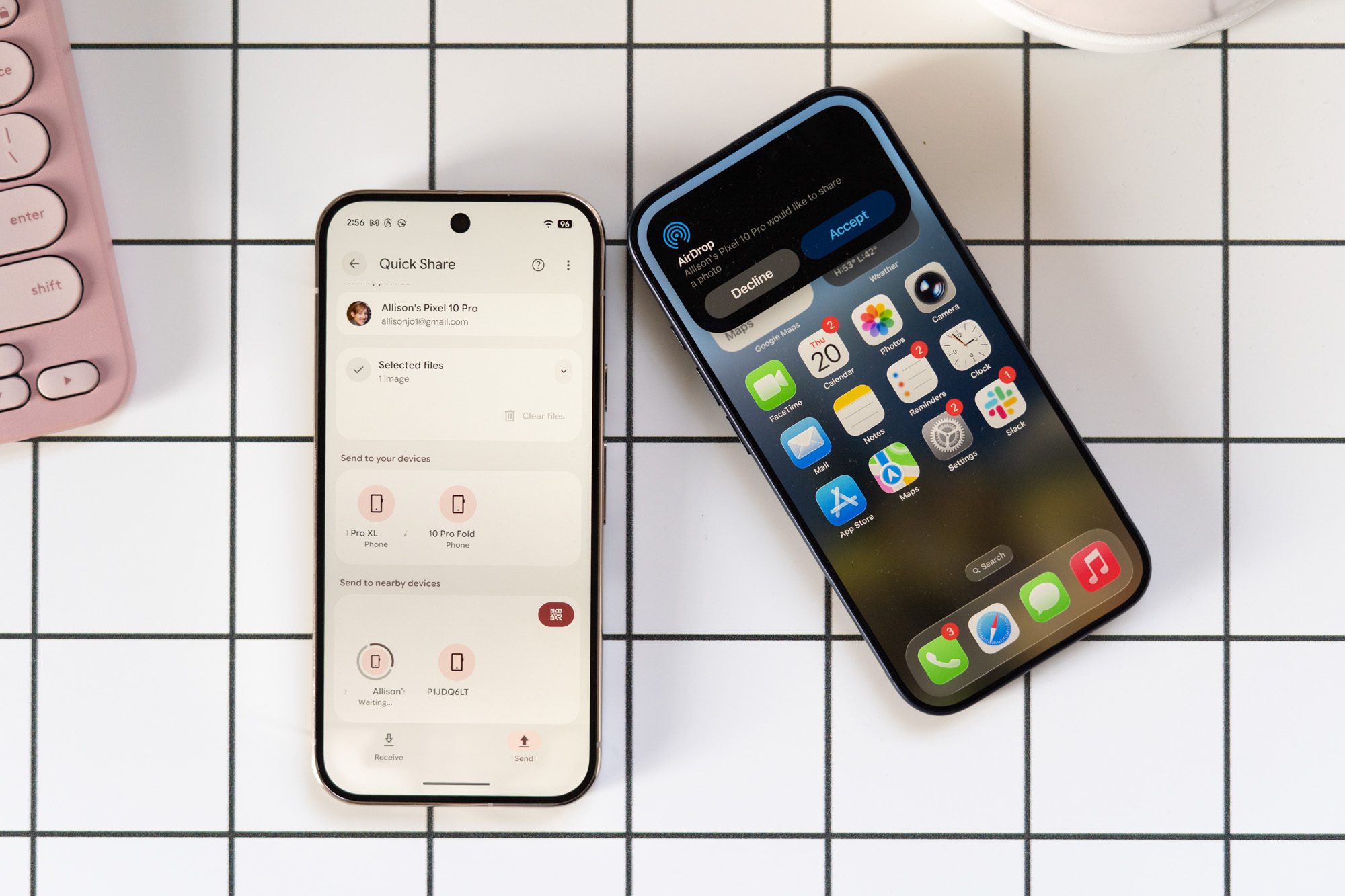 airdropping stuff from a pixel phone rules