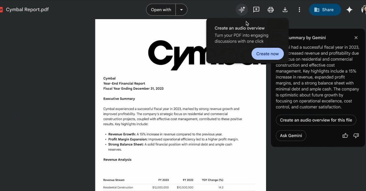 gemini in google drive can now make