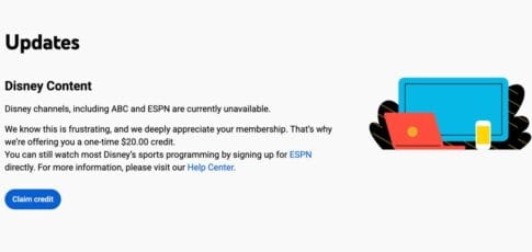 youtube tv sends out 20 credit for
