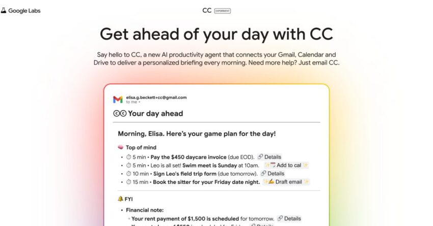 google labs testing cc productivity ai agent