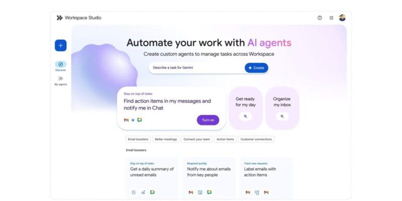 Google launches Workspace Studio to create automated Gemini-powered agents 19 google launches workspace studio to create automated