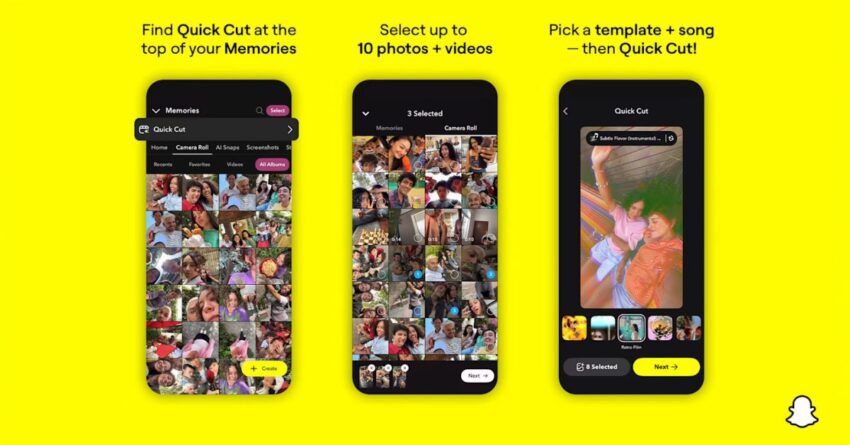 snapchat quick cut automatically creates music-synced videos