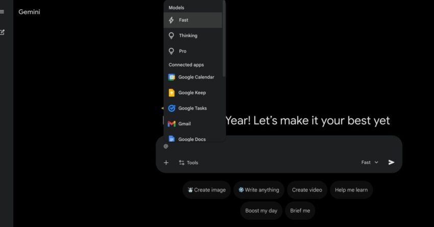 gemini app gets faster model switching from