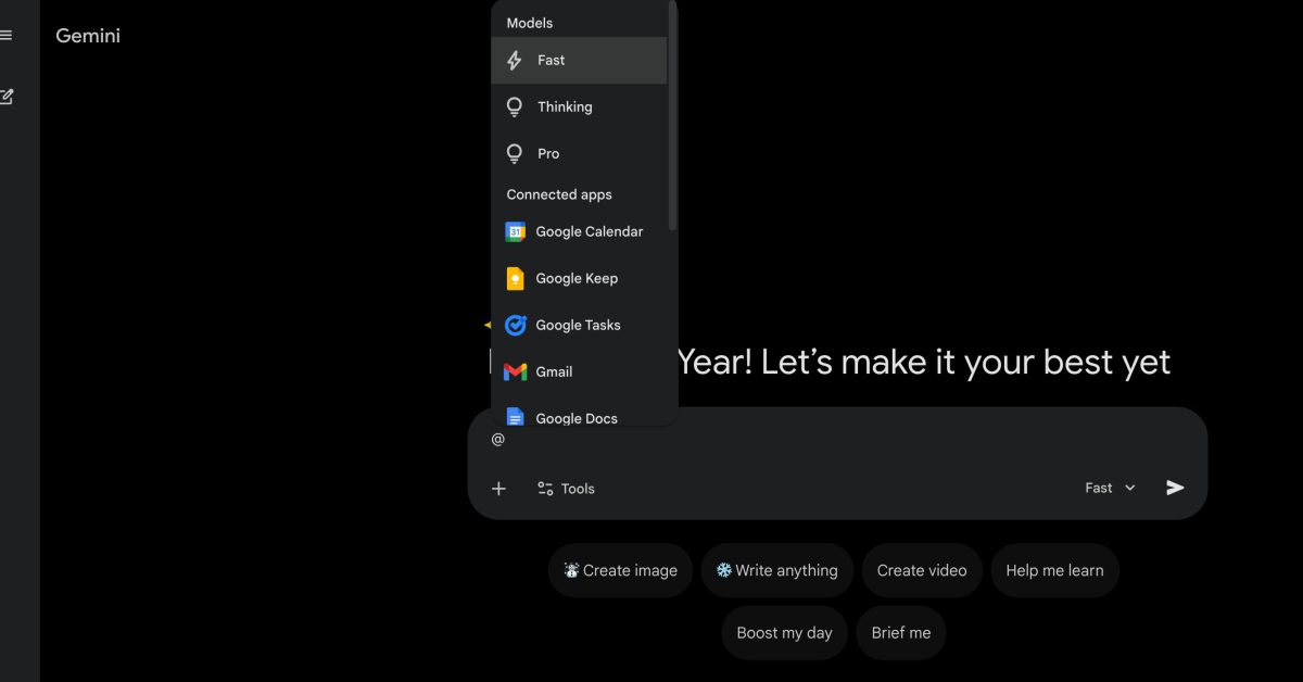 gemini app gets faster model switching from