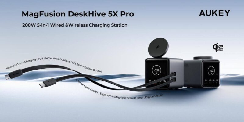 Aukey’s tiny new charging station bundles Qi2 with four 200W retractable USB-C cables 9 aukey s tiny new charging station bundles