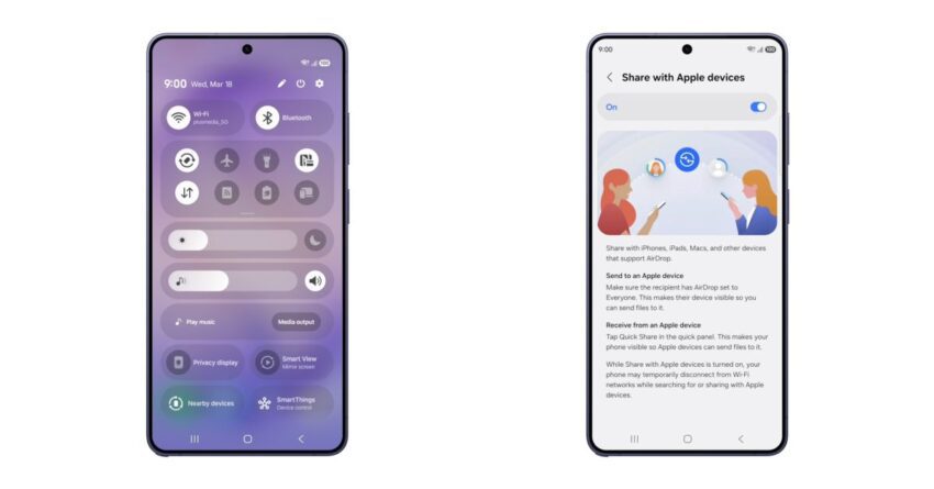 samsung rolling out airdrop over quick share
