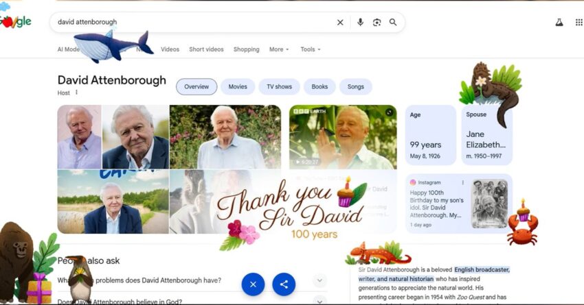 google search adds easter egg celebrating sir