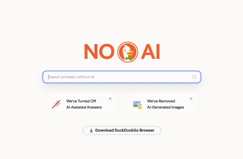 duckduckgo makes its no-ai search engine easier